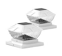 Axaooqeld Solar Post Cap Lights Outdoor - 2 Pack 2 Modes, IP65 Waterproof, Solar Powered, White