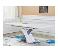 axara large extending gloss dining table in white and grey