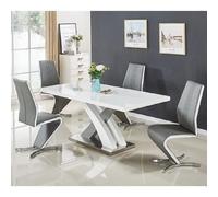 axara large extending grey dining table 4 gia grey white chairs