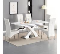 axara large extending white dining table 6 vesta white chairs
