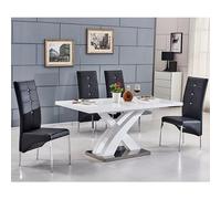 axara small extending white dining table 4 vesta black chairs