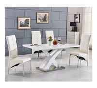 axara small extending white dining table 4 vesta white chairs