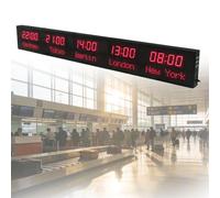 Axazcs 5 Time Zones LED World Clock, Digital City Time Zone World Clock, 3-Level Brightness,WiFi Connection, for Multinational Enterprises, Airports, Hotels & Offices