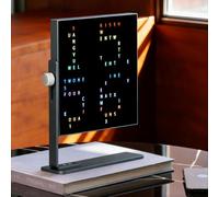 Axazcs LED Creative Text Clock, DIY Alphabet Rhythm Wall Clock with Adjustable Stand, 5-level Dimming, 9 Display Modes, 7 Color Effects, Built-in Microphone, for Home or Office Decor