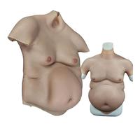 Axazcs Silicone Fake Beer Belly, Fake Pregnant Belly Costume, Nature Skin Color Fat Suit,Realistic Skin Texture & Wrinkles & Redness, for Christmas Party, Cosplay Party, Actor Performance Prop