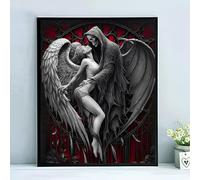 AXBUOEFS Paint by Numbers for Adults Gothic Love DIY Complete Painting Kit for Painting with Numbers with Brushes and Acrylic Paint, Home Office Decoration,Gift 40 x 50 Cm (with Frame)