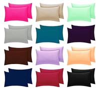 Axcent Comfort 2 Pack Percale Polycotton Black Pillowcases - 180 Thread Count Easy Care Pillow Cover 50cm x 75cm - Soft & Breathable