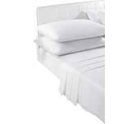 Axcent Comfort 25CM/10″ Deep Non Iron Plain Dye Double Fitted Sheet with 2 Pillowcases - Fitted Bed Sheet Sets - Easycare Soft Poly Cotton Percale (White, Double Fitted Sheet & Pillowcases)