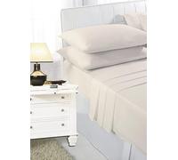 Axcent Comfort 3 Piece Polycotton Super King Flat Sheet Set Cream (Flat Sheet + Pillowcases Pair) Percale Quality Super King Flat Bed Sheet