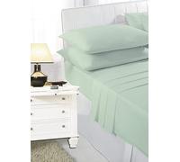 Axcent Comfort 3 Piece Polycotton Super King Flat Sheet Set Mint Green (Flat Sheet + Pillowcases Pair) Percale Quality Flat Bed Sheet
