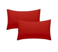 Axcent Comfort Baby Toddler Pillow Cases 2 Pack 40 x 60cm, 100% Brushed Cotton Plain Cot Bed Pillowcases for Kid's Nursery Pillow Covers (Red)