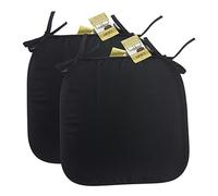 Axcent Comfort Cushion Chair Seat Pads Set of 2 Black | 38 x 38 cm, Plain Dining Chair Seat Cushion Pads with Ties for Home Office Kitchen Garden