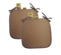 Axcent Comfort Cushion Chair Seat Pads Set of 2 Brown | 38 x 38 cm, Plain Dining Chair Seat Cushion Pads with Ties for Home Office Kitchen Garden