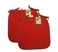 Axcent Comfort Cushion Chair Seat Pads Set of 2 Red | 38 x 38 cm, Plain Dining Chair Seat Cushion Pads with Ties for Home Office Kitchen Garden