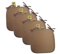Axcent Comfort Cushion Chair Seat Pads Set of 4 Brown | 38 x 38 cm, Plain Dining Chair Seat Cushion Pads with Ties for Indoor Outdoor Home Office Kitchen Garden