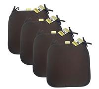 Axcent Comfort Cushion Chair Seat Pads Set of 4 Chocolate | 38 x 38 cm, Plain Dining Chair Seat Cushion Pads with Ties for Indoor Outdoor Home Office Kitchen Garden