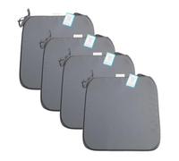 Axcent Comfort Cushion Chair Seat Pads Set of 4 Grey | 38 x 38 cm, Plain Dining Chair Seat Cushion Pads with Ties for Indoor Outdoor Home Office Kitchen Garden