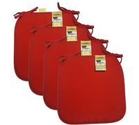 Axcent Comfort Cushion Chair Seat Pads Set of 4 Red | 38 x 38 cm, Plain Dining Chair Seat Cushion Pads with Ties for Indoor Outdoor Home Office Kitchen Garden