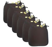 Axcent Comfort Cushion Chair Seat Pads Set of 6 Chocolate | 38 x 38 cm, Plain Dining Chair Seat Cushion Pads with Ties for Home Office Kitchen Garden