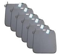 Axcent Comfort Cushion Chair Seat Pads Set of 6 Grey | 38 x 38 cm, Plain Dining Chair Seat Cushion Pads with Ties for Home Office Kitchen Garden