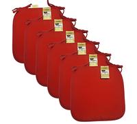 Axcent Comfort Cushion Chair Seat Pads Set of 6 Red | 38 x 38 cm, Plain Dining Chair Seat Cushion Pads with Ties for Home Office Kitchen Garden