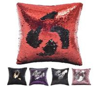 Axcent Comfort Decorative Sequin Glitter Cushion Covers 16" x 16", (Pink Silver) Magic Sequins Cushion Cover Reversible 2 Tone Square Throw Pillow Case for Wedding Home Car Sofa Bed Room