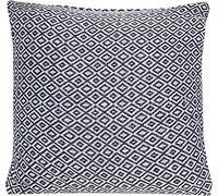Axcent Comfort Diamond Geo Pattern 100% Cotton Decorative Square Cushion Cover 43x43cm, Regal Style Sofa Bed Home Throw Pillow Cover (Navy)