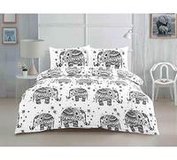 Axcent Comfort Elephant Printed Traditional Duvet Covers King Size, Black White Duvet Set Kingsize Modern Soft Poly Cotton Bedding Quilt Cover Sets | 3 PCS
