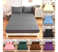 Axcent Comfort Extra Deep Fitted Bed Sheets with FREE Pillow Case Non Iron Plain Dyed Poly Cotton Percale Fabric Easy Care Fitted Sheet Set (Single Bed, Cream)