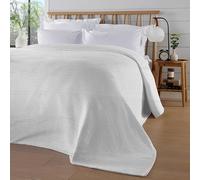 Axcent Comfort Florian White Bedspread Throw Blanket - Soft & Lightweight Decorative 100% Cotton Easy Care Bedspread Throws for Bed, Sofa & Couch - Elegant Floral Pattern Bedding Coverlet (180x250cm)