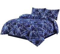 Axcent Comfort Jaxon Navy Blue Printed Reversible Geometric King Size Duvet Cover Soft Poly Cotton Wrinkle Free Duvet Cover Set with 2 Pillow cases