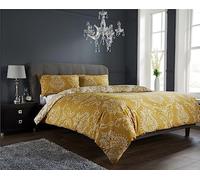 Axcent Comfort Luxurious Damask Gold White King Size Duvet Cover Set - 2 in 1 Fully Reversible Royal King Size Duvet Cover Bedding Sets with 2 Pillow Cases, King Duvet Set