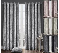 Axcent Comfort Luxury Thermal Crushed Velvet Eyelet Fully Lined Curtains Charcoal Eyelet Ring Top Velvet Pair of Curtain for Bedroom, Living Room, Home Office - 66x54 inch