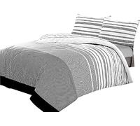 Axcent Comfort Maximus Printed Black White Striped King Size Duvet Cover - 3 Piece Soft Poly Cotton Duvet Cover Set with 2 Pillow Cases - Reversible Design Bedding Sets