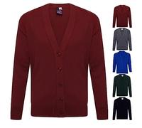Axcent Comfort Men's Classic V Neck Long Sleeve Knitted Cardigans Jumper Sweater Casual Button Down Maroon