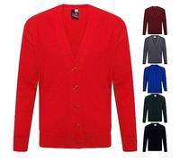 Axcent Comfort Men's Classic V Neck Long Sleeve Knitted Cardigans Jumper Sweater Casual Button Down Red