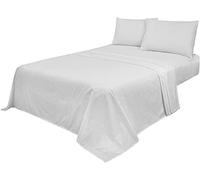 Axcent Comfort Non Iron Plain Bed Sheets Set (Flat Sheet + Fitted Sheet + Pillowcases Pair) 4 Piece Polycotton Percale Fabric (White, King Sheet Set)