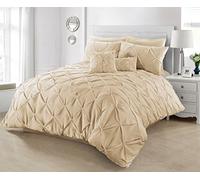 Axcent Comfort Pinch Pleat Pintuck Duvet Cover - 2 Pcs Soft Luxury Pleated Diamond Pintuck Duvet Cover Set Pleated Bedding Sets (Mocha, Single)