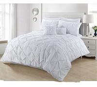 Axcent Comfort Pinch Pleat Pintuck Duvet Cover Double Size - Soft Luxury Pleated Diamond Pintuck Duvet Cover Set Pleated Bedding Sets (White, Double)