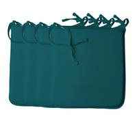 Axcent Comfort Plain Chair Cushion Seat Pads Set of 4 Teal Removable Cover Foam Dining Garden Chair Seat Pads with Ties for Home Office Patio Kitchen Indoor Outdoor UK 37x42cm