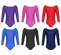 Axcent Comfort Plain Long Sleeve Leotard for Girls Gymnastics Kids Stretch Swimsuit Yoga Athletic Ballet Dance School PE