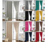 Axcent Comfort Plain Solid Blockout Navy Blue Eyelet Curtains Pair with FREE (2 Cushion Covers & Tiebacks) Bedroom Decor Set 100% Polyester 66" (Width) x 54" (Drop)