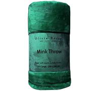 Axcent Comfort Raschel Faux Fur Mink Throw Blanket Super Soft 2 or 3 Seater Extra Large Size Sofa Bed Settee Throws Thick Cuddly Double King Size, 200x240cm (Emerald Green)