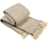 Axcent Comfort Recycled Cotton Two Tone Herringbone Extra Large 3 Seater Throws for Sofa Bedspread, Settee Throw (Tangier)