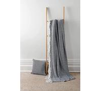 Axcent Comfort Regal Diamond Pattern 100% Cotton Extra Large Blanket Throw 3 Seater Sofa King Bed Size Couch Arm Chair Bedspread Settee Throw Tasselled Decorative Blanket (228x254cm, Navy)