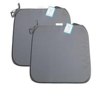 Axcent Comfort Removable Cushion Chair Seat Pads Set of 2 Grey | 38 x 38 cm, Plain Dining Chair Seat Cushion Pads with Ties for Home Office Kitchen Garden