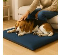 Axcent Comfort Soft Fleece Navy Pet Mat Removable Zip Cover Non-Slip, Foldable & Durable Cosy Bonded Fibre Filling Ultra Soft 100% Polyester Easy Care Pet Mat Bed For Dogs & Cats (70x95cm)