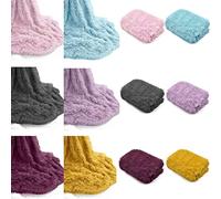 Axcent Comfort Soft Fluffy Fleece Cuddle Throw Teal, Shaggy Double Bed Couch 150 x 200 CM - Warm & Cozy Blanket Throws - Xmas Gift 100% Polyester