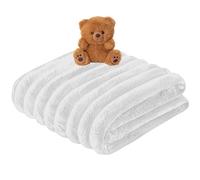 Axcent Comfort Super Soft Big Cord Plush Throw Blanket 150x200cm, Large Size Teddy Sherpa Fleece Chunky Ribbed Blankets Throws Corduroy Thermal Warm Fluffy Quilt Covers Bedding Set (White)