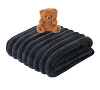 Axcent Comfort Super Soft Big Cord Plush Throw Blanket 150x200cm, Large Size Teddy Sherpa Fleece Chunky Ribbed Blankets Throws Corduroy Thermal Warm Fluffy Quilt Covers Bedding Set (Charcoal)